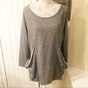 Pebble & Stone | Slouchy Pocket Gray Sweatshirt 1X
